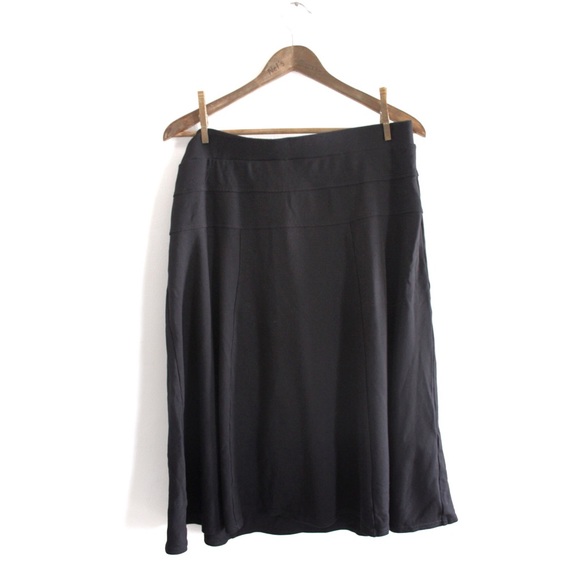 Roz & Ali Vintage Style Swing Midi Skirt Large Preowned Black - Picture 1 of 5